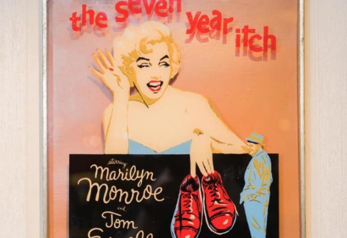 Hotel Madera Hollywood's gay-friendly decor: The Seven Year Itch poster featuring Marilyn Monroe and Tom Ewell, a classic Hollywood film.