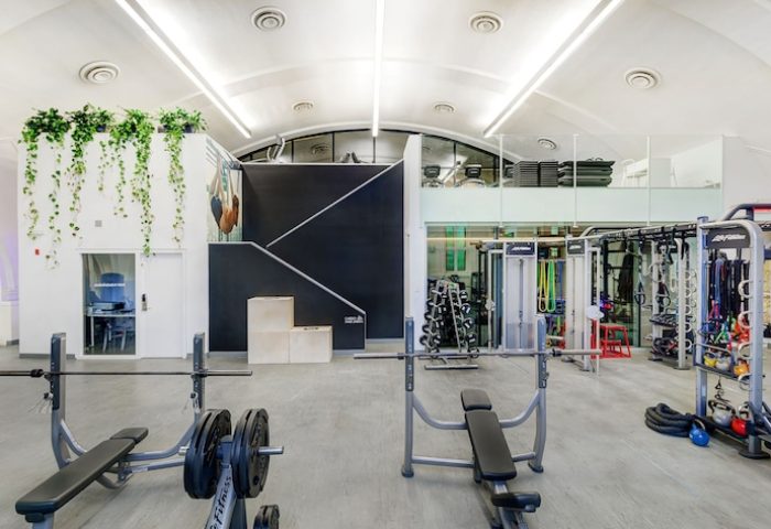 Hotel St. Thomas gym. Gay-friendly hotel fitness center with weights, machines, and a modern design. A great space to workout while traveling.