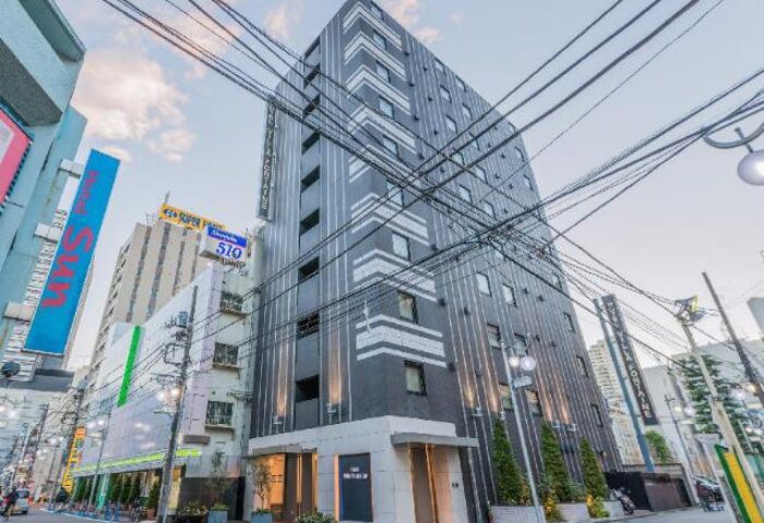 Hotel Villa Fontaine Tokyo-Shinjuku exterior. Gay-friendly hotel in Shinjuku, Japan. A modern building with clean lines and a welcoming entrance.