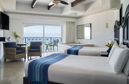 Hyatt Zilara Cancun gay-friendly hotel room with ocean view. Two beds, balcony, jacuzzi. Perfect for gay travel and a luxury vacation.