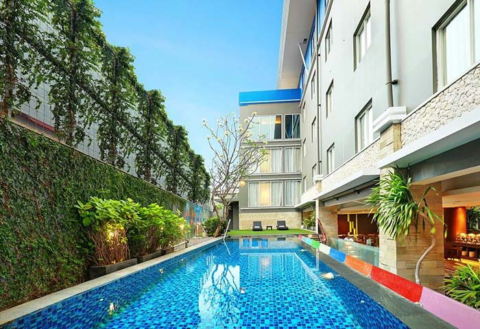 Ibis Budget Bali Seminyak gay-friendly hotel pool view. Relax in style at this Bali hotel, a welcoming destination for gay travelers.