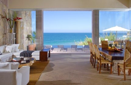 Imanta Resorts Punta De Mita gay-friendly hotel. Ocean view from luxury suite with seating and dining areas. Gay travel at its finest.