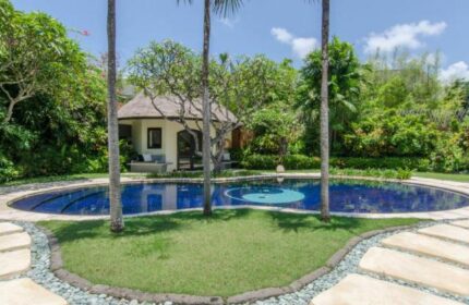 Impiana Private Villas Seminyak pool view. Gay-friendly hotel in Seminyak, Bali. Luxury villa with private pool and tropical garden.