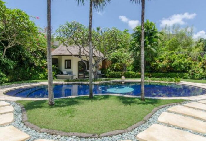 Impiana Private Villas Seminyak pool view. Gay-friendly hotel in Seminyak, Bali. Luxury villa with private pool and tropical garden.