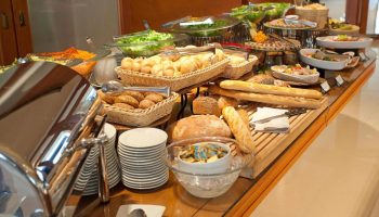InterContinental Budapest's breakfast buffet. A gay-friendly, pet-friendly hotel with fresh salads, bread, and pastries. A great start to your day!