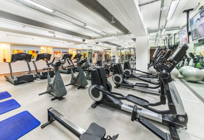 InterContinental Wien gay-friendly hotel gym. Treadmills, elliptical machines, exercise bikes, and rowing machine. Fitness center for gay travelers.
