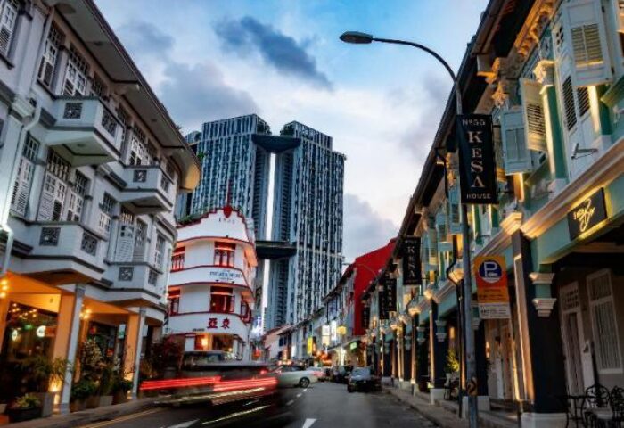 Street view of KēSa House The Unlimited Collection by Oakwood, a gay-friendly hotel. Architecture blends old & new. Great for gay travel.