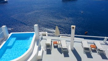 Keti Hotel's rooftop pool with ocean view. This Gay-Friendly Hotel features sun loungers, umbrellas, and stunning views for gay travelers.
