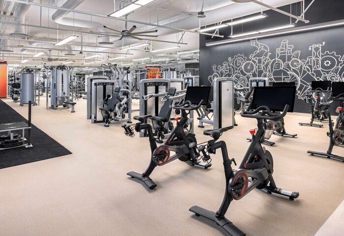 Las Vegas Hilton at Resorts World gym. Cardio bikes and weight machines in the gay-friendly hotel's fitness center. Modern equipment, spacious layout.