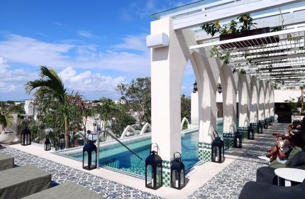 Layla Tulum Adults Only gay-friendly hotel rooftop pool view. Relax in style at this Tulum hotel, perfect for gay travelers.