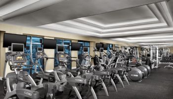 Luxor Hotel's gym, a gay-friendly hotel. Cardio machines, treadmills, and weights. Fitness center at the Luxor Hotel.