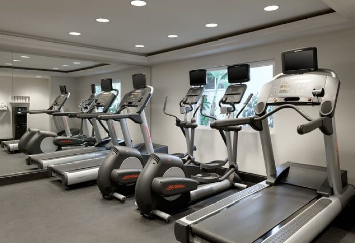 Montrose at Beverly Hills gay-friendly hotel gym. Treadmills and elliptical machines for a full body workout. Fitness center for gay travelers.