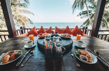 Breakfast at Napasai, A Belmond Hotel, Koh Samui. Gay-friendly hotel with ocean view. Tropical vacation for gay men. Thailand travel.