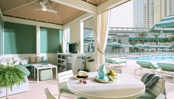 NoMad Las Vegas gay-friendly hotel cabana. Relax poolside in style. Enjoy the luxury and comfort of this amazing Las Vegas hotel.