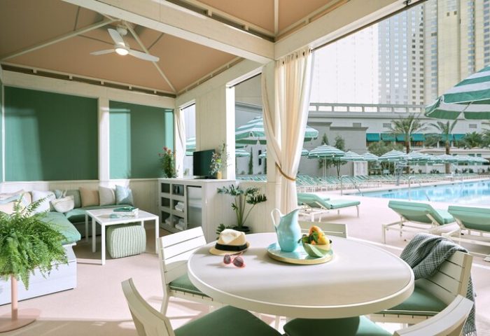 NoMad Las Vegas gay-friendly hotel cabana. Relax poolside in style. Enjoy the luxury and comfort of this amazing Las Vegas hotel.