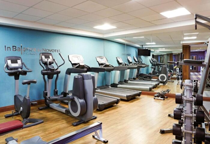 Novotel London Waterloo Hotel's gym. Gay-friendly hotel fitness center with treadmills, bikes, weights, and other exercise equipment. In Balance by Novotel.