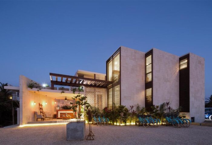O' Tulum Boutique Hotel, an adults-only, gay-friendly hotel. The hotel features modern architecture and complimentary bicycles for guests.