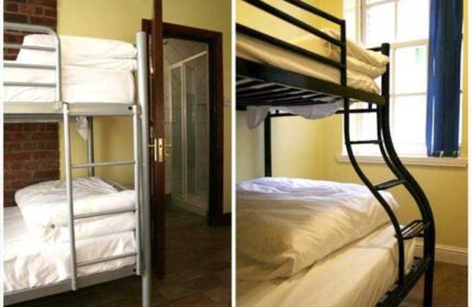 Oliver St. John Gogarty's Hostel room: bunk beds in a gay-friendly hotel. Budget travel for gay men. Hostel room with bathroom.