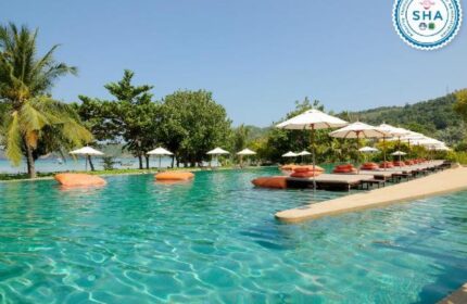 PP Princess Resort pool view. Gay-friendly hotel with sunbeds, umbrellas, and turquoise water. A great destination for gay men travelers.