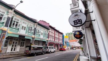 Q Loft Hotel1929@Chinatown street view. Gay-friendly hotel in Singapore's Chinatown. Architecture and street scene.