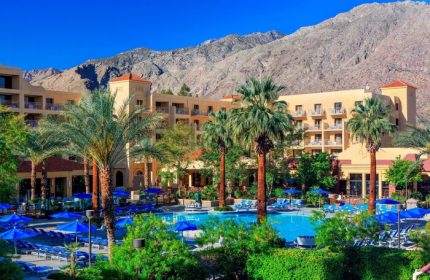 Renaissance Palm Springs Hotel: Gay-friendly hotel with pool, palm trees, and mountain views. A great destination for gay men travelers.