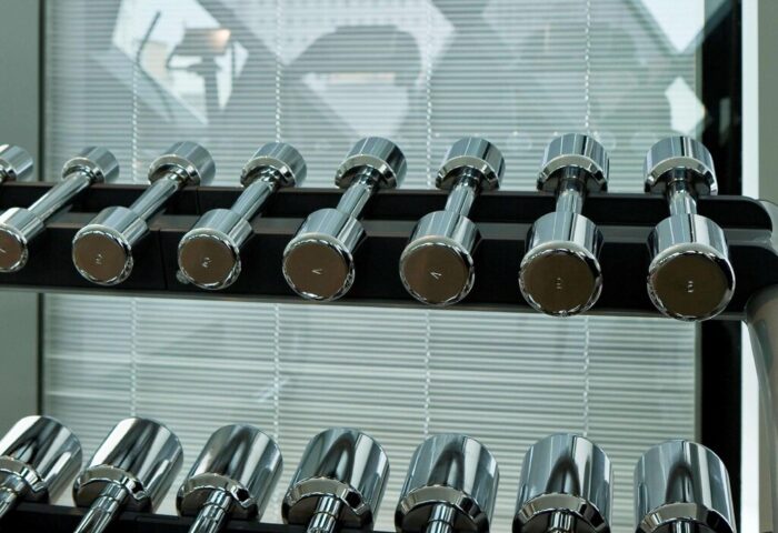 Dumbbells at SO/ Vienna, a gay-friendly hotel. Stay fit while traveling! Modern gym equipment for travelers in Vienna.