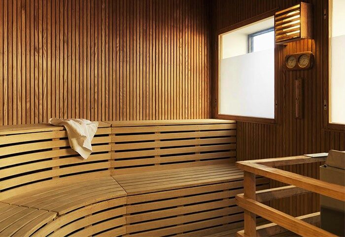 Sauna at the Gay-Friendly Scandic Copenhagen Hotel. Pet-friendly amenities include a relaxing sauna for guests' enjoyment.