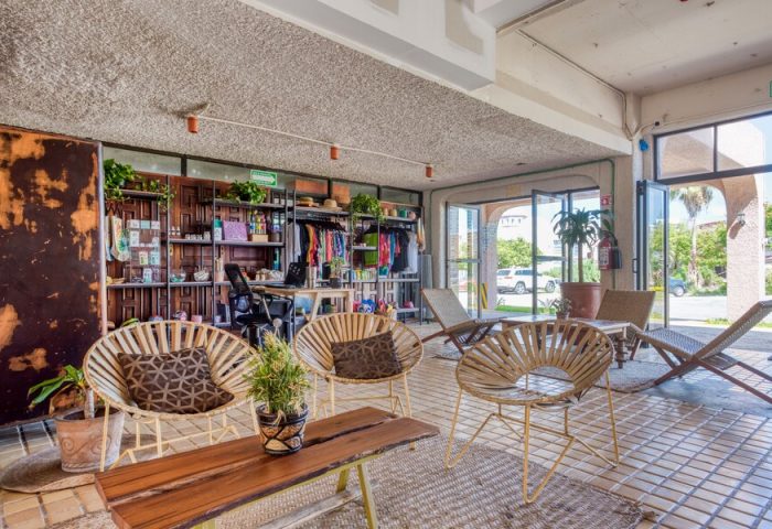 Selina Cancun Laguna Hotel Zone's chill lounge area. This gay-friendly hotel in Cancun offers a stylish, relaxed vibe for LGBTQ+ travelers.