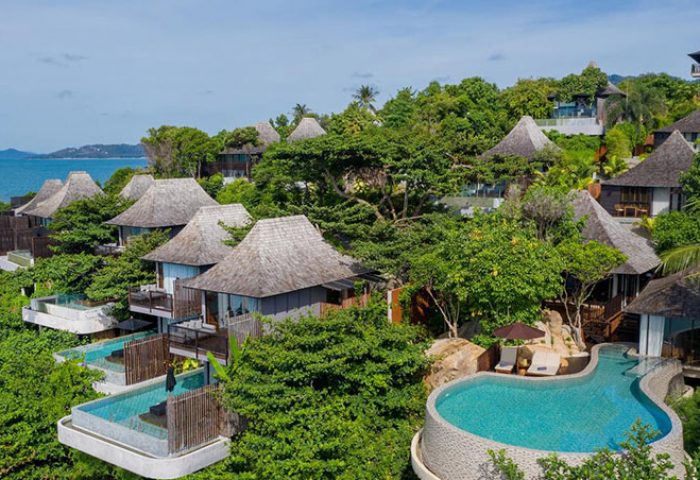 Silavadee Pool Spa Resort view. Gay-friendly hotel with private pools and lush greenery. Perfect for gay men's travel. Thailand resort.