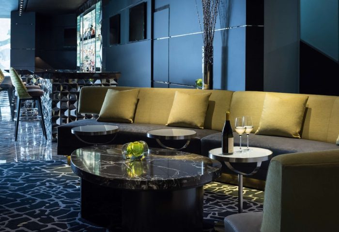 Sofitel Chicago Magnificent Mile's bar. Gay-friendly hotel with seating, wine, and cocktail bar. Upscale design, perfect for gay travelers.