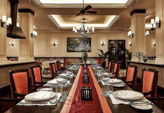 Sofitel Legend Metropole Hanoi Hotel's elegant dining room. Gay-friendly hotel with luxury dining. Hanoi hotel for gay travelers.