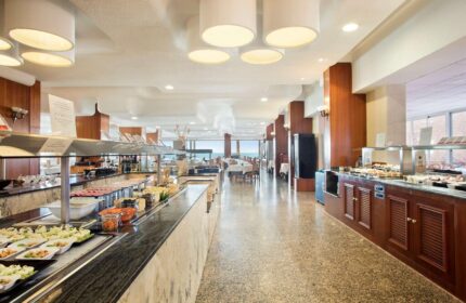Buffet at Gay-Friendly Hotel Sol Costablanca Adults Only. Variety of food options with ocean view. Perfect for gay travel and vacations.