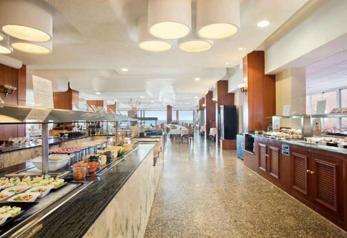 Buffet at Gay-Friendly Hotel Sol Costablanca Adults Only. Variety of food options with ocean view. Perfect for gay travel and vacations.