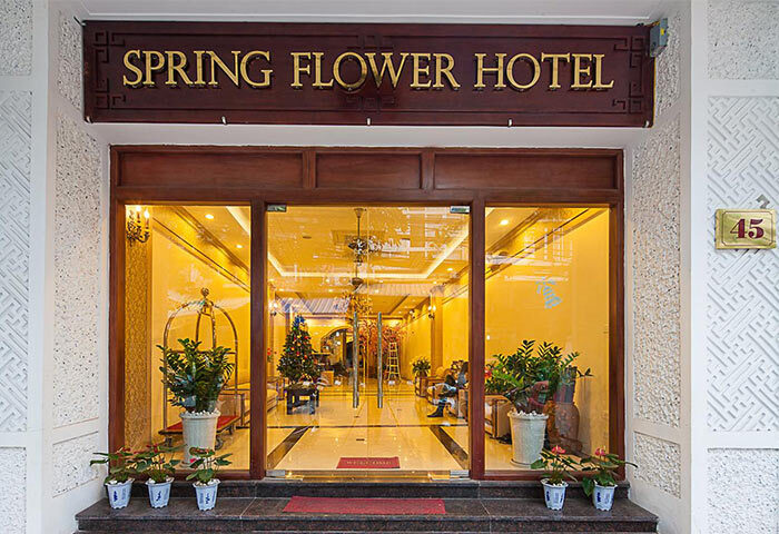Spring Flower Hotel entrance. Gay-friendly hotel with a welcoming lobby. A great choice for gay men's travel.