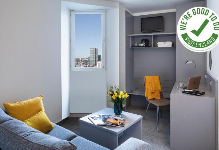 St Giles London hotel room. Gay-friendly, pet-friendly hotel with city view. We're Good To Go certified. Ideal for gay men travelers.