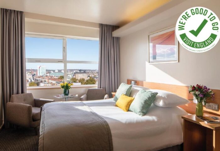 St Giles London hotel room with city view. Gay-friendly, pet-friendly hotel. We're Good To Go Visit England cleanliness certification.