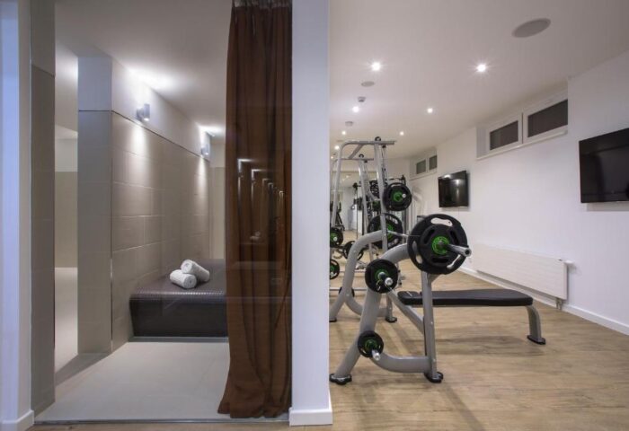 TWO Hotel Berlin by Axel gym and spa area. Gay-friendly, adults-only hotel fitness equipment and relaxation space.