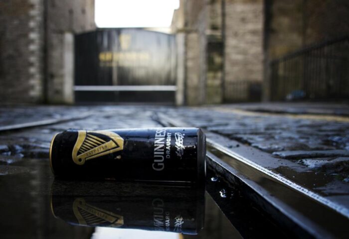 Guinness can in Temple Bar Lane, Dublin. Gay-friendly hotel near Temple Bar. Irish travel. KeyCollections hotel, Dublin nightlife.