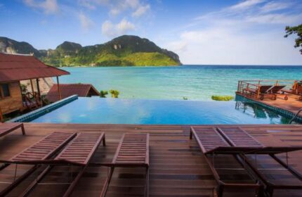 Infinity pool at The Cobble Beach Hotel, a gay-friendly hotel. Deck chairs overlook the ocean. Perfect for gay men travel advice.