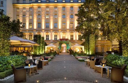 The Grand Mark Prague, a gay-friendly, pet-friendly Leading Hotel. Outdoor seating area, perfect for gay travelers in Prague.