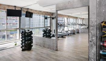 The LINQ Hotel and Casino gym. Gay-friendly hotel with weights, treadmills, and city views. Fitness center at The LINQ Hotel in Las Vegas.