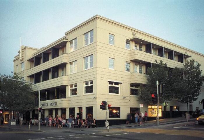 The Prince Hotel, a gay-friendly hotel. Exterior view of the hotel, showing the architecture and street scene. A great choice for gay travel.