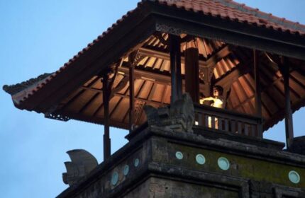 The Royal Beach Seminyak Bali MGallery Collection: Gay-friendly hotel architecture detail in Seminyak, Bali. Person visible inside.