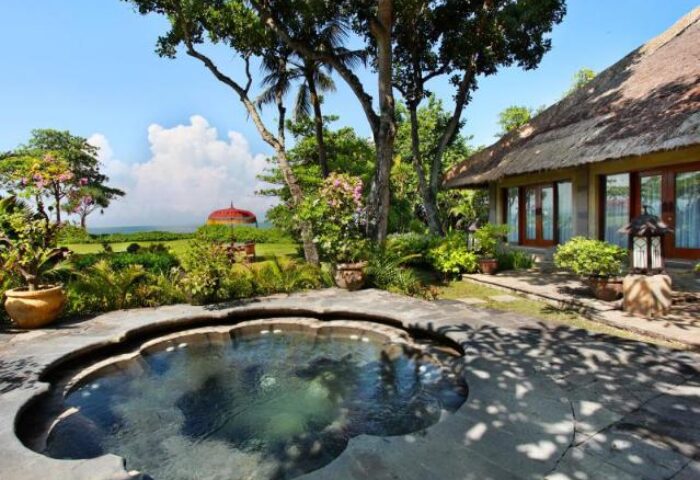 The Royal Beach Seminyak Bali MGallery Collection: Private plunge pool at gay-friendly hotel. Lush garden and ocean view. Bali paradise.