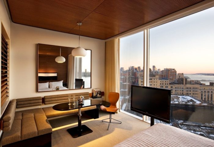 The Standard High Line New York gay-friendly hotel room. City view from a modern room. Gay travel advice for New York hotels.