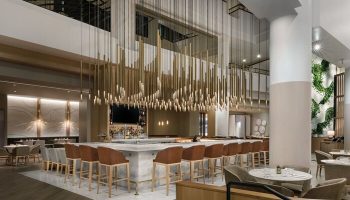 The Westin Long Beach gay-friendly hotel bar. Modern design, stylish lighting, and comfortable seating. Perfect for gay travelers.
