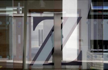 Entrance to The Z Hotel Piccadilly, a gay-friendly hotel. Glass doors with Z logo. A great place for gay men to stay in London.