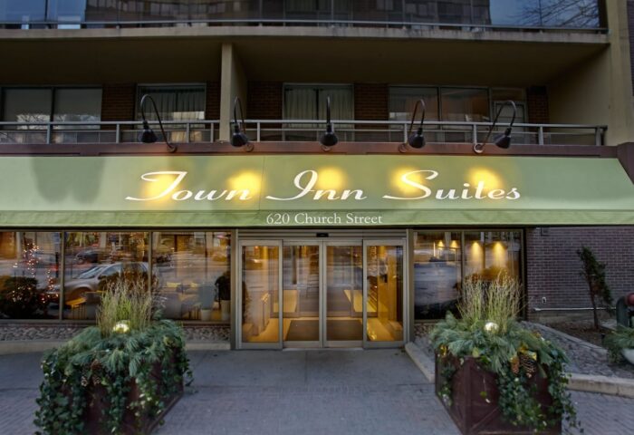Town Inn Suites, a gay-friendly hotel. Entrance to the hotel on Church Street. A great option for gay men travel advice.