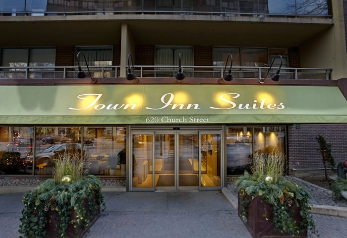Town Inn Suites, a gay-friendly hotel. Entrance to the hotel on Church Street. A great option for gay men travel advice.