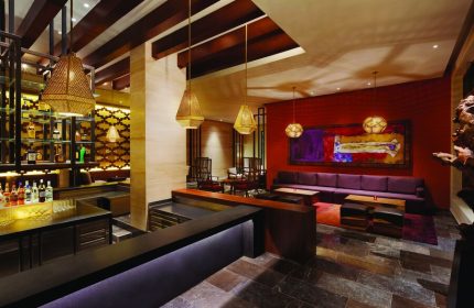 Turquoize at Hyatt Ziva Cancun adults-only all-inclusive gay-friendly hotel bar. Upscale lounge with seating, bar, and stylish lighting.